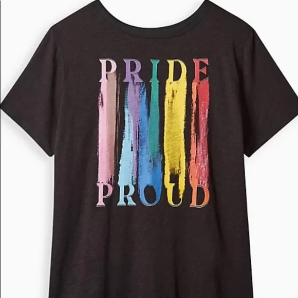 TORRID ALWAYS PROUD VINTAGE TEE - SUPER SOFT SLUB PRIDE PROUD BLACK size 1 - Picture 3 of 5